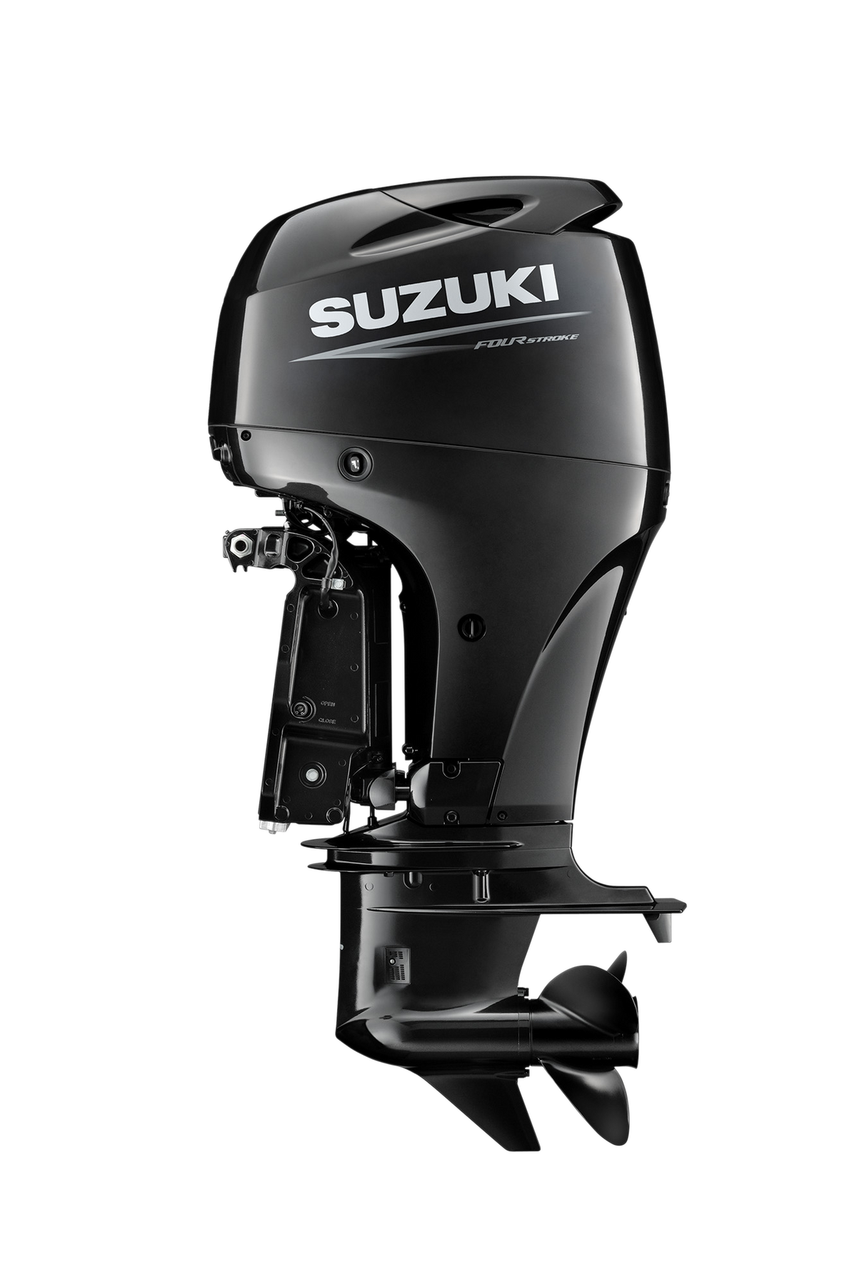 Suzuki DF100BT 100 PS Außenbordmotor, Seitenansicht, schwarz
