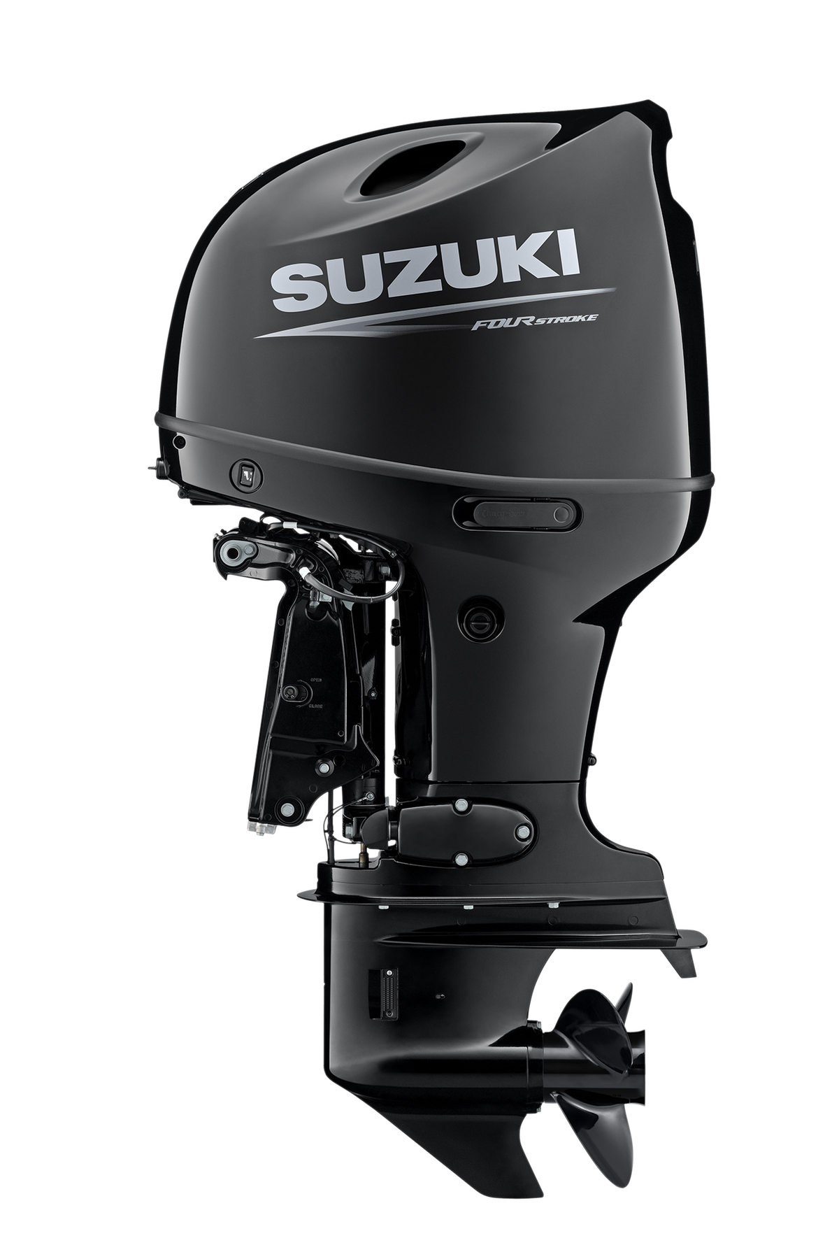 Suzuki DF100CT 100 PS Außenbordmotor, Seitenansicht, schwarz