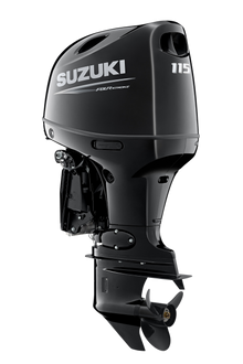 Suzuki DF115BT 115 PS Außenbordmotor, Diagonalansicht, schwarz