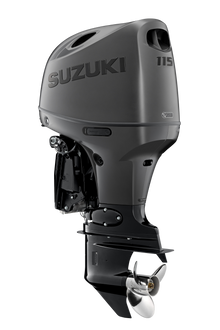 Suzuki DF115BT 115 PS Außenbordmotor Stealth Line, Diagonalansicht, schwarz matt