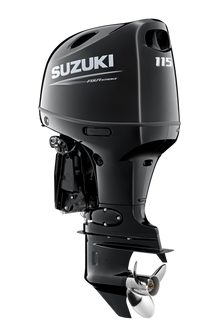 Suzuki DF115BTG 115 PS Außenbordmotor, Diagonalansicht, schwarz