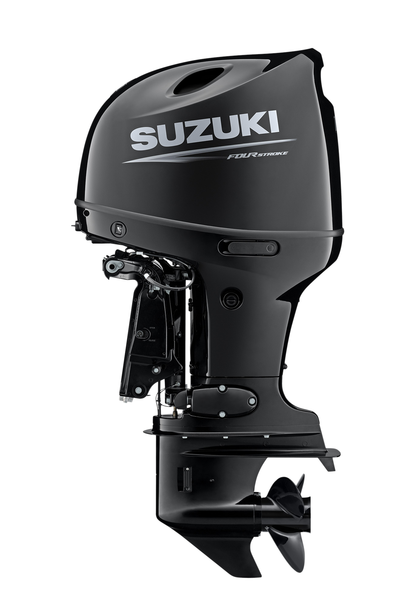 Suzuki DF140BT 140 PS Außenbordmotor, Seitenansicht, schwarz
