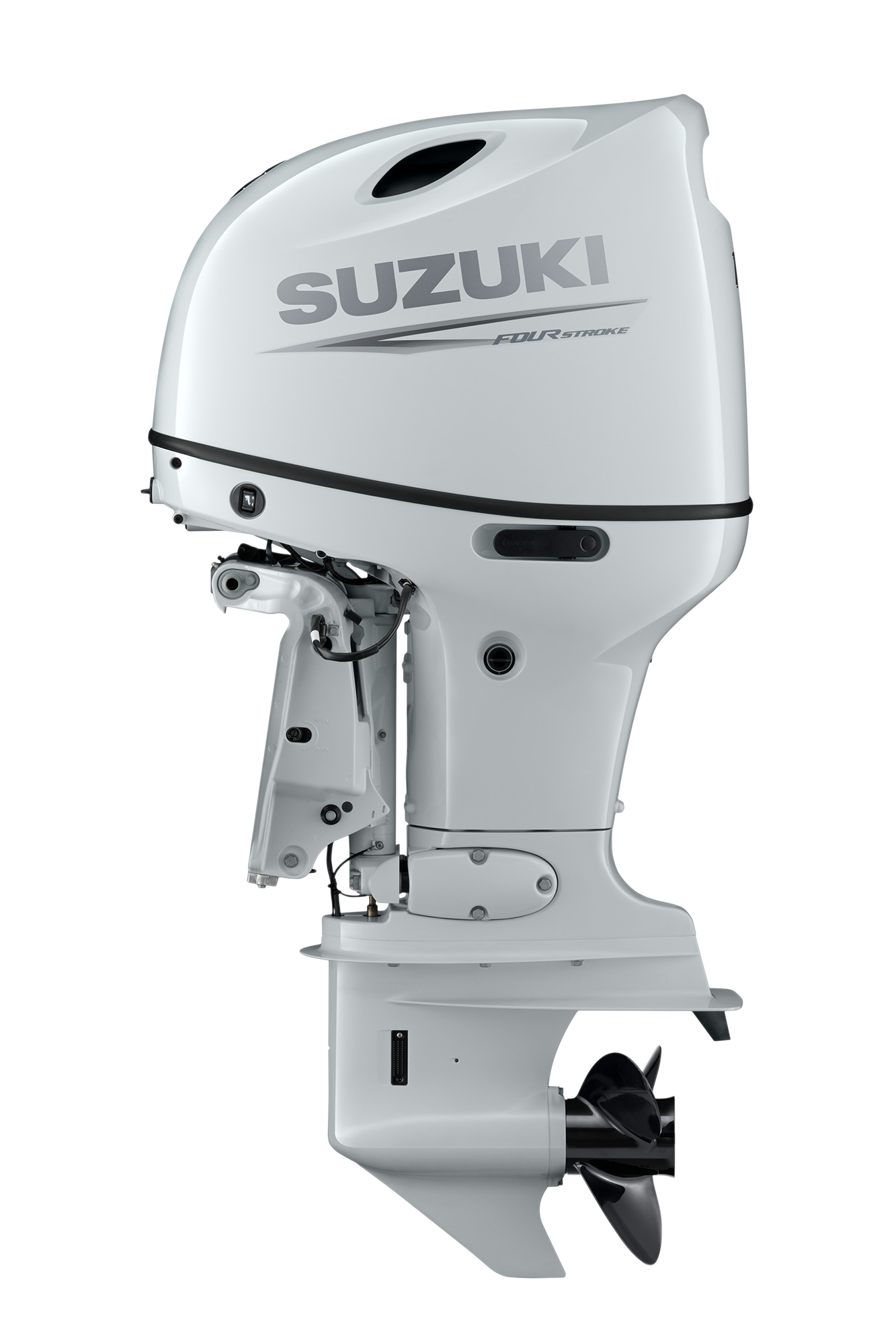 Suzuki DF140BT 140 PS Außenbordmotor, Seitenansicht, weiß
