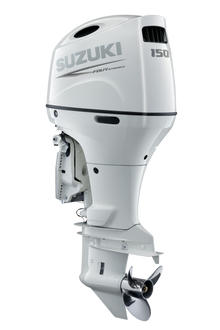 Suzuki DF150AP 150 PS Außenbordmotor, Diagonalansicht, weiß