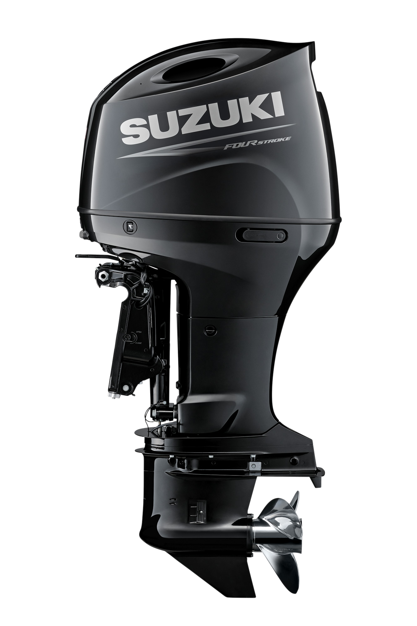 Suzuki DF150AT 150 PS Außenbordmotor, Seitenansicht, schwarz