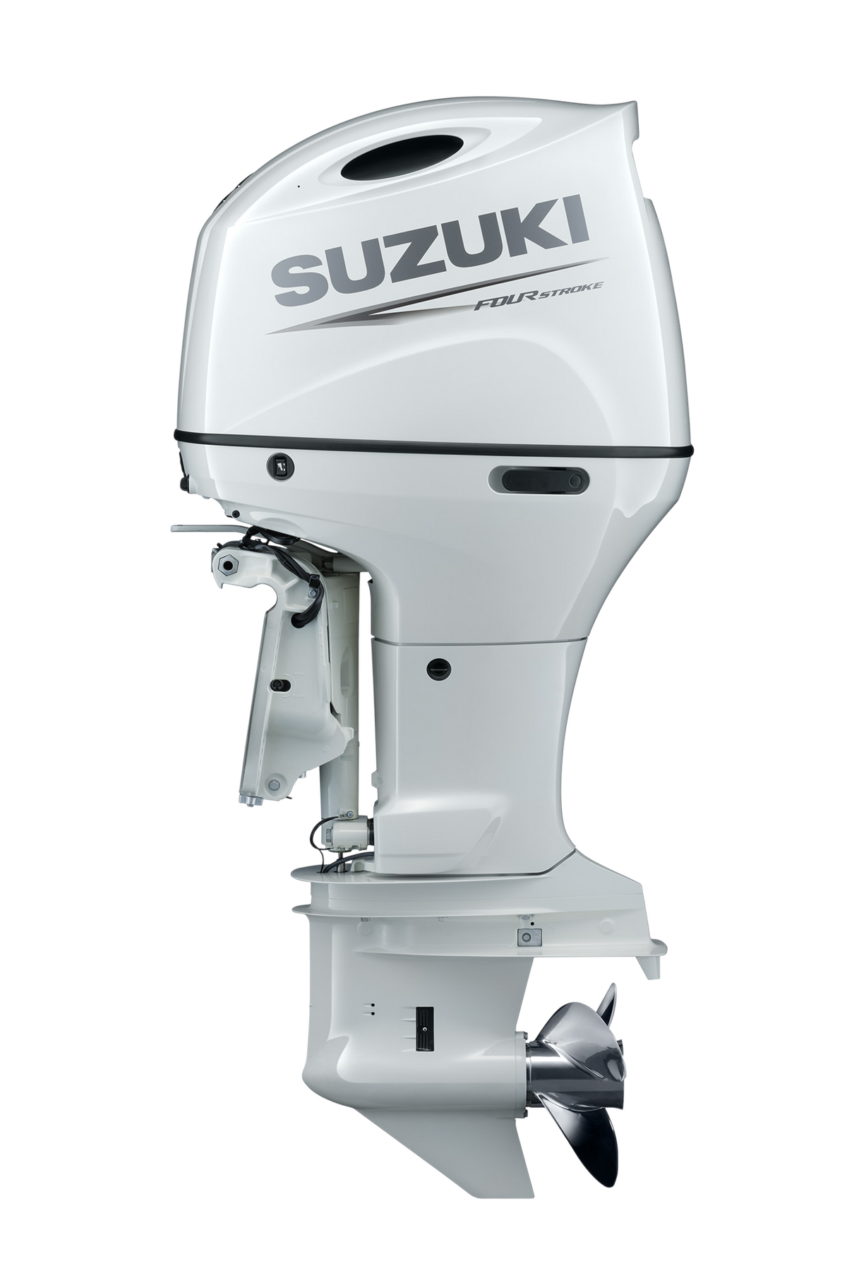 Suzuki DF175AT 175 PS Außenbordmotor, Seitenansicht, weiß
