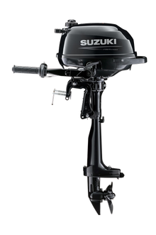 Suzuki DF2.5 2,5 PS Außenbordmotor mit Pinne, Seitenansicht, schwarz