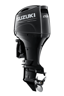 Suzuki DF200AP 200 PS Außenbordmotor, Diagonalansicht, schwarz