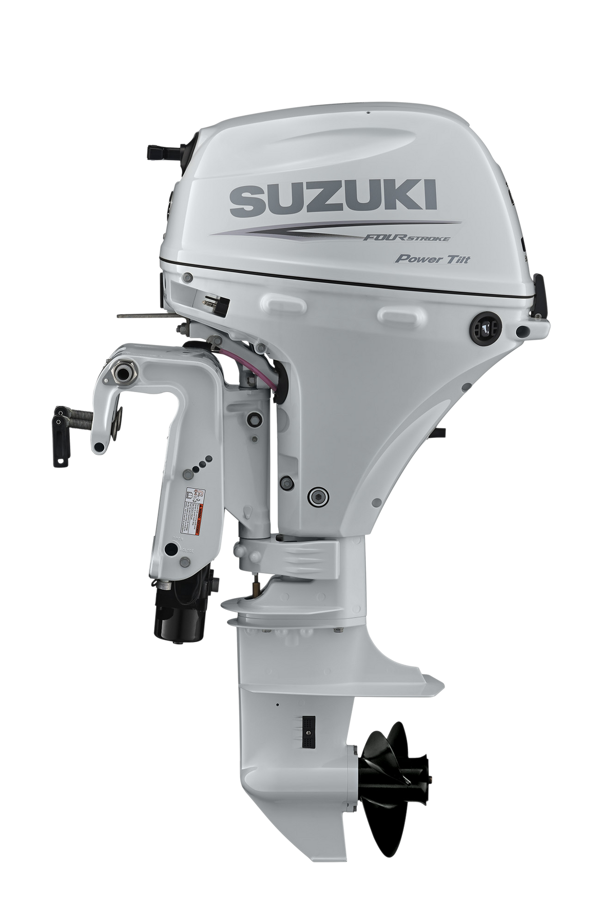 Suzuki DF20AT 20 PS Außenbordmotor mit Fernschaltung, Seitenansicht, weiß