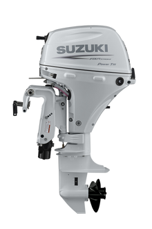 Suzuki DF20AT 20 PS Außenbordmotor mit Fernschaltung, Seitenansicht, weiß