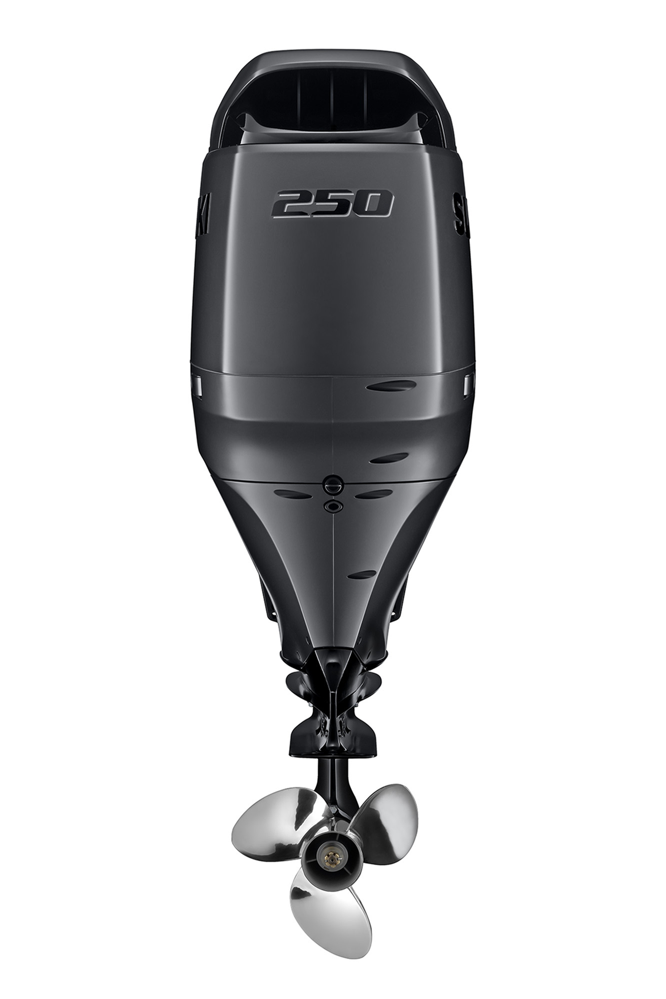 Suzuki DF250AUN Stealth Line KURO 250 PS Außenbordmotor, Rückansicht, schwarz matt