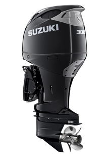 Suzuki DF300BMD 300 PS Außenbordmotor, Diagonalansicht, schwarz