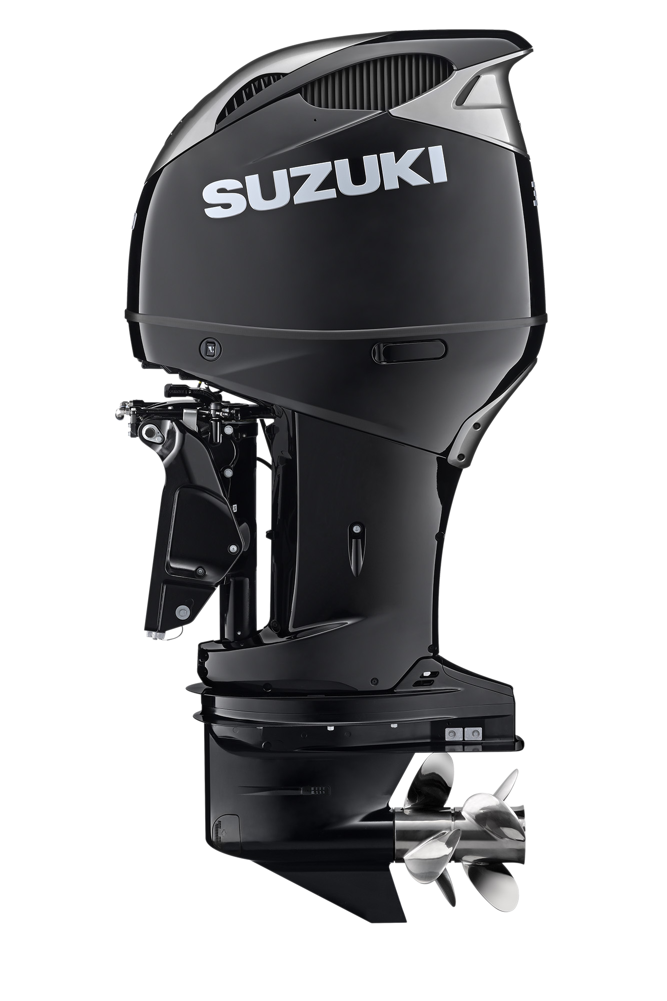Suzuki DF350AMD 350 PS Außenbordmotor, Seitenansicht, schwarz