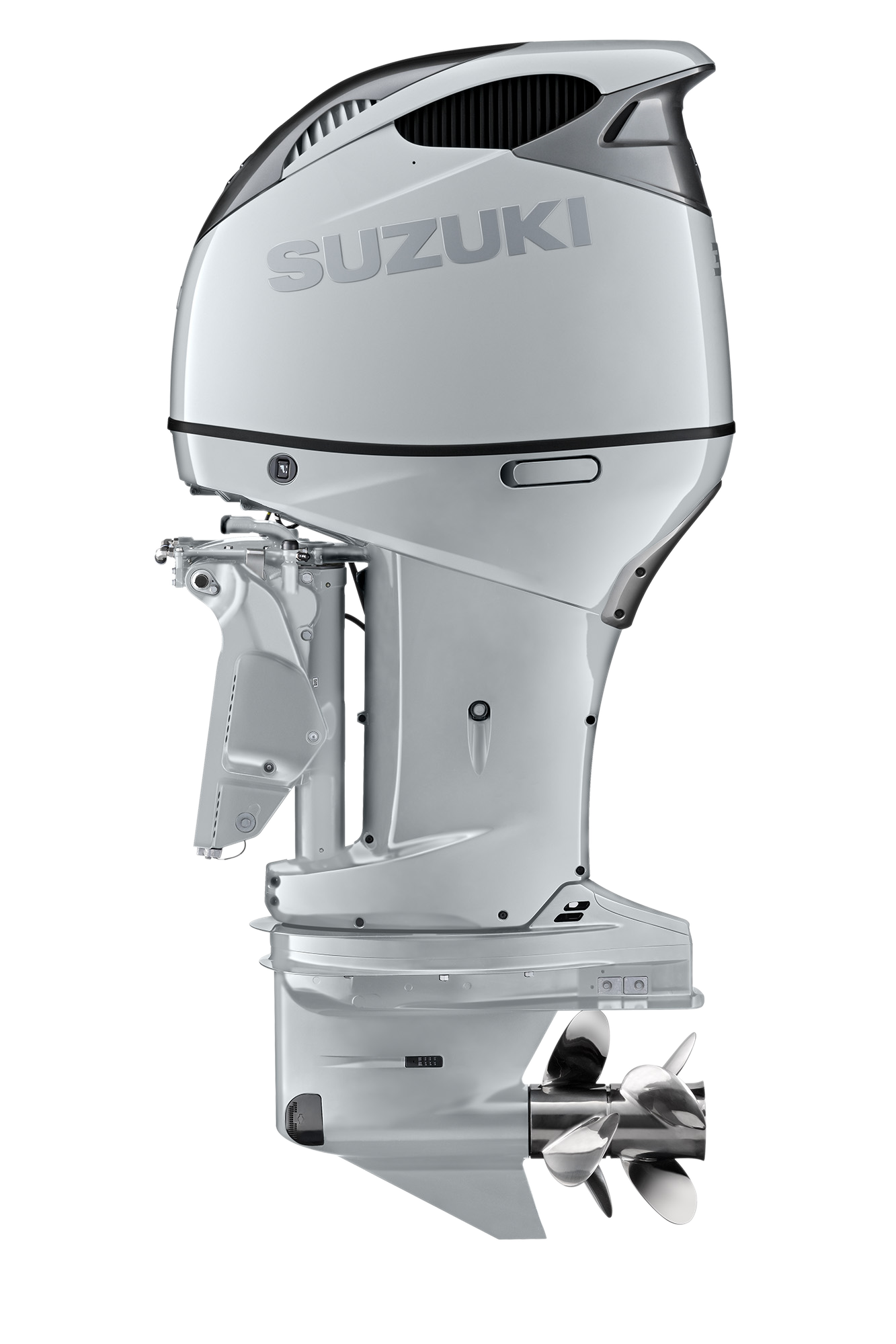 Suzuki DF350AMD 350 PS Außenbordmotor, Seitenansicht, weiß