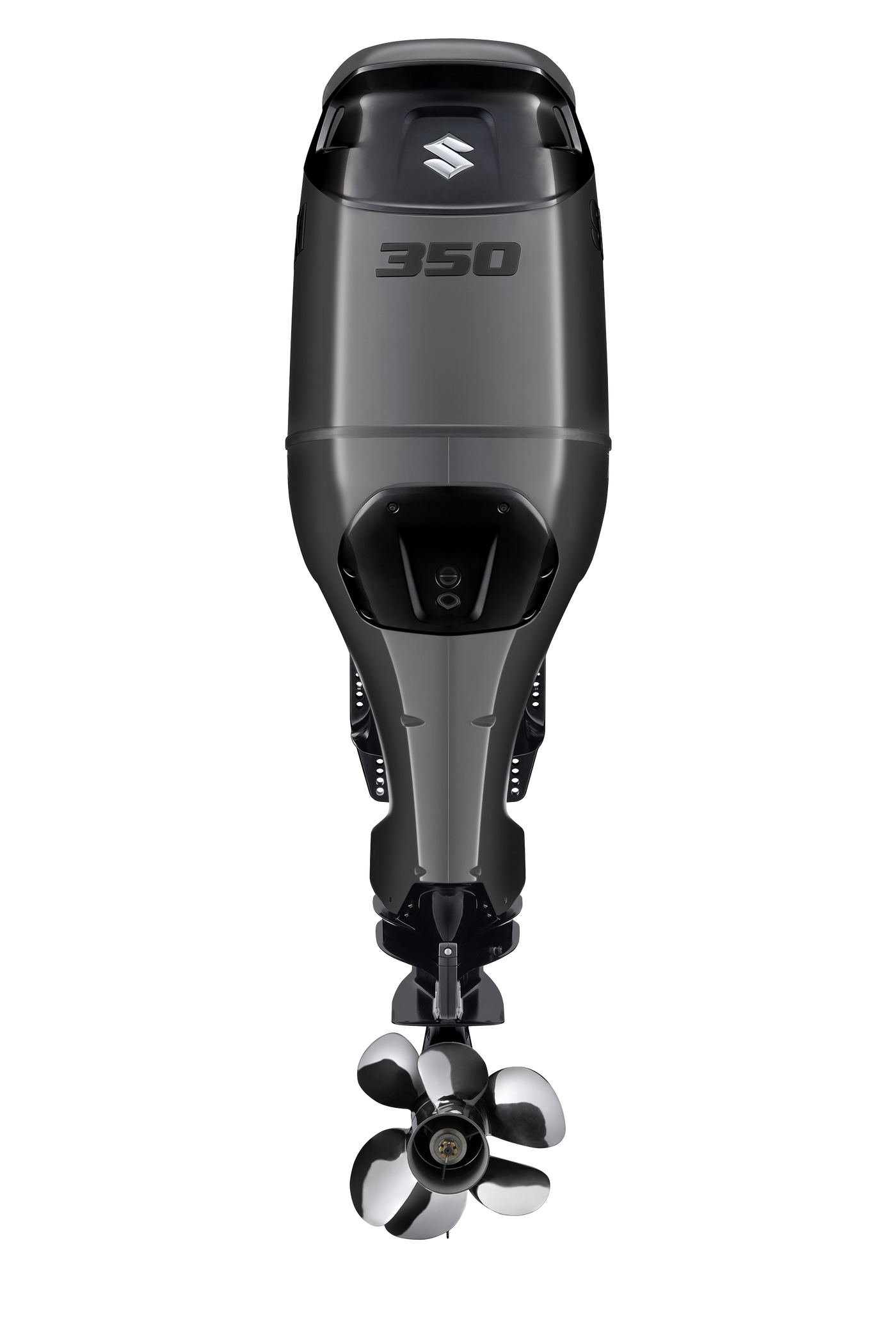 Suzuki DF350AMD 350 PS Außenbordmotor Stealth Line, Rückansicht, schwarz matt