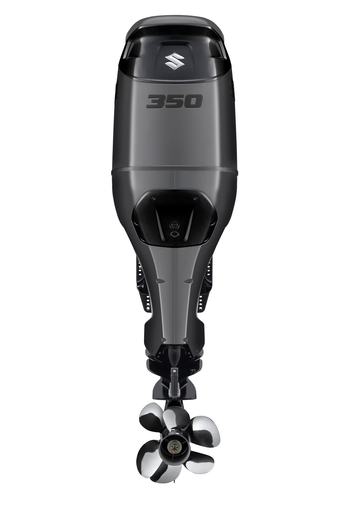 Suzuki DF350AMD 350 PS Außenbordmotor Stealth Line, Rückansicht, schwarz matt