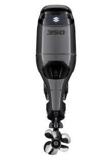 Suzuki DF350AMD 350 PS Außenbordmotor Stealth Line, Rückansicht, schwarz matt