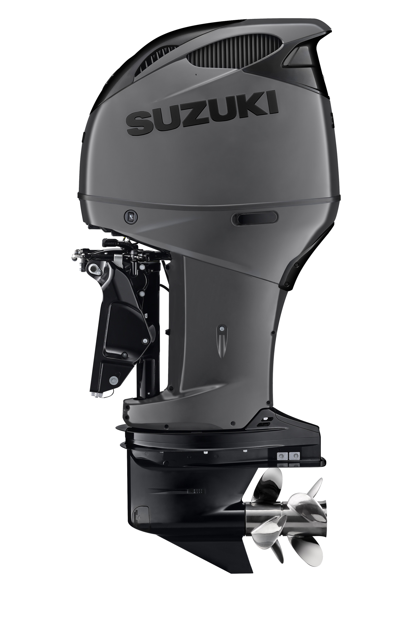 Suzuki DF350AMD 350 PS Außenbordmotor Stealth Line, Seitenansicht, schwarz matt