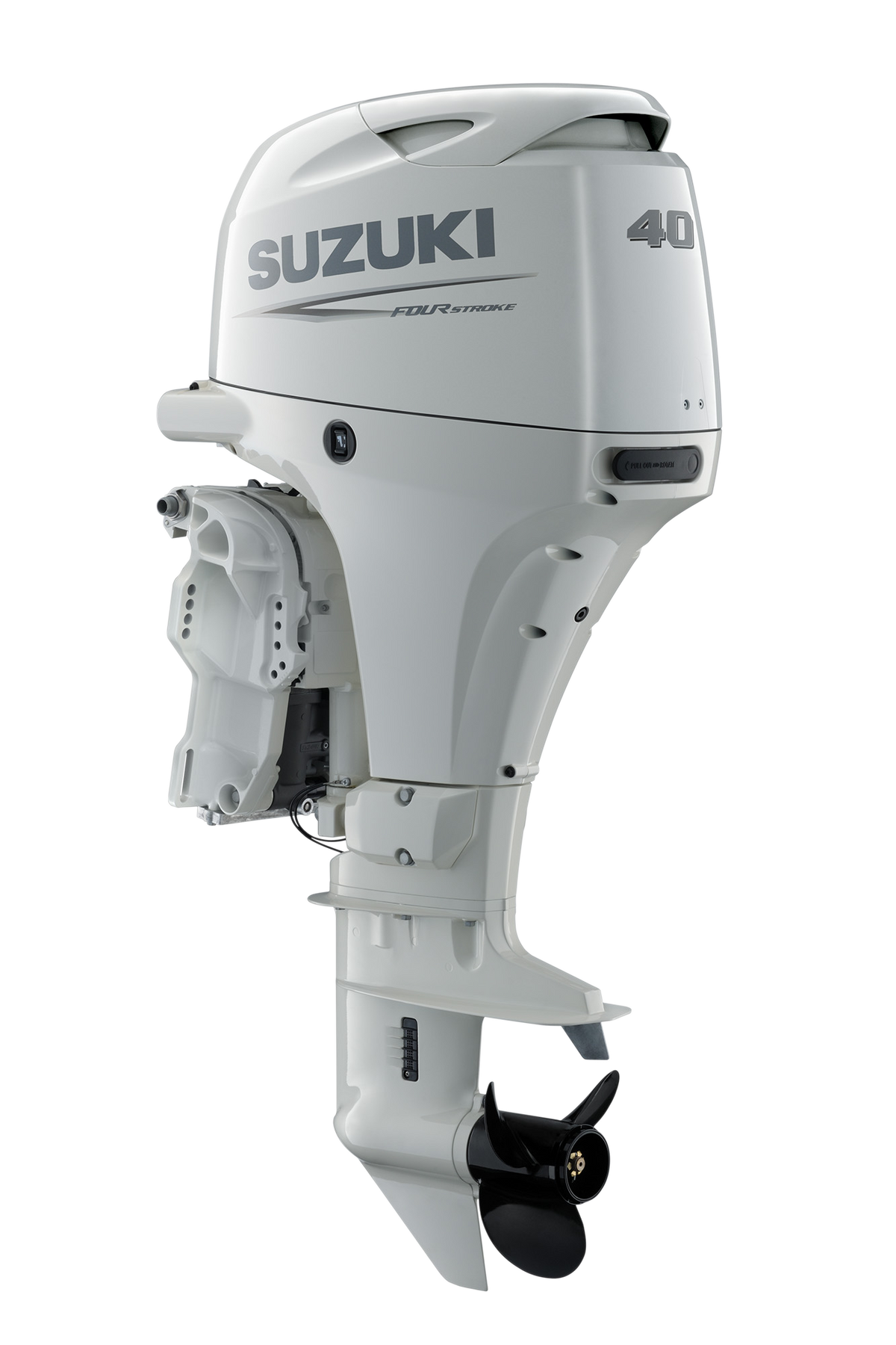 Suzuki DF40AT 40 PS Außenbordmotor, Diagonalansicht, weiß