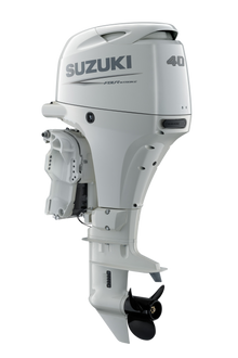 Suzuki DF40AT 40 PS Außenbordmotor, Diagonalansicht, weiß
