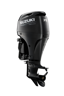 Suzuki DF70ATL 70 PS Außenbordmotor, Diagonalansicht, schwarz